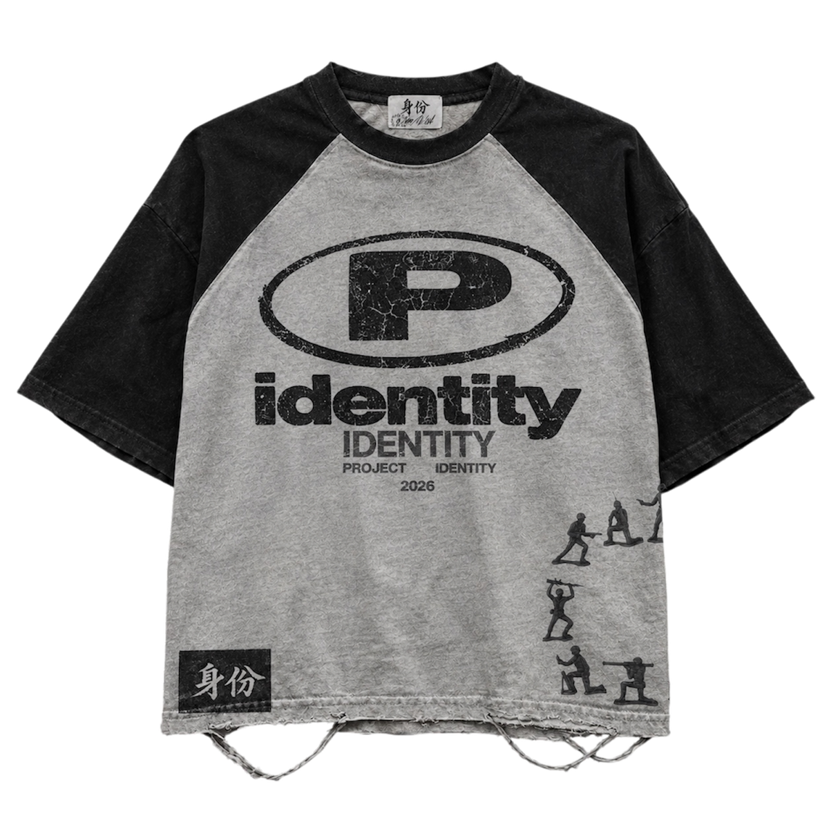 P IDENTITY TWO-TONE TEE(BLACK)