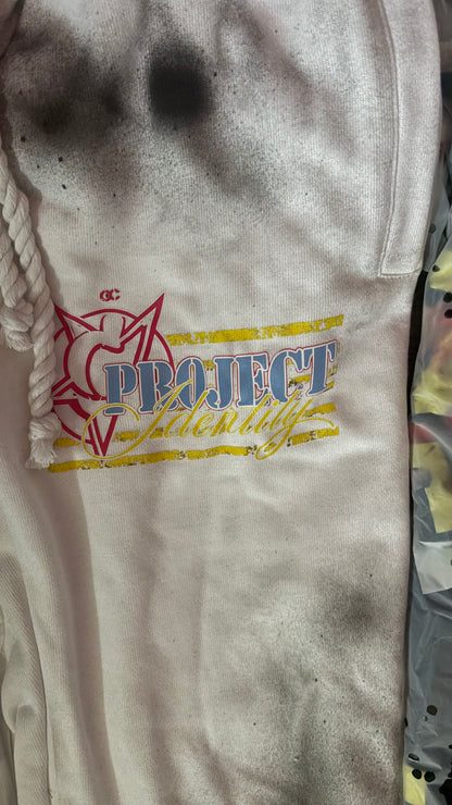 IDENTITY FLAG ACID WASH SWEATS(WHITE)