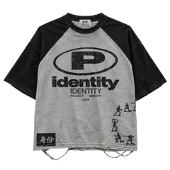 P IDENTITY TWO-TONE TEE(BLACK)