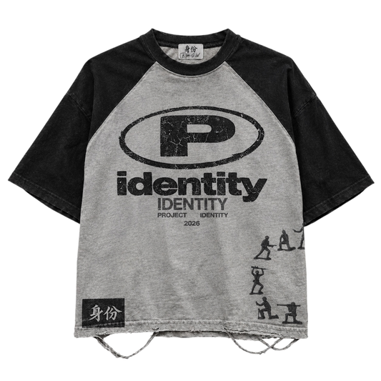 P IDENTITY TWO-TONE TEE(BLACK)