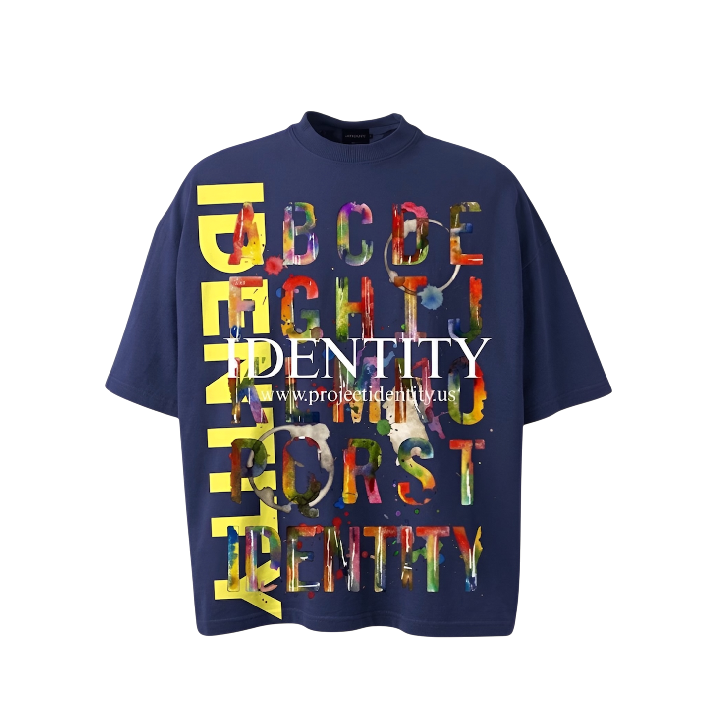 IDENTITY COLORFUL ALPHABET TEE (NAVY BLUE)