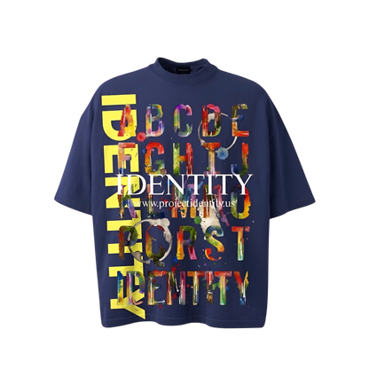 IDENTITY COLORFUL ALPHABET TEE (NAVY BLUE)