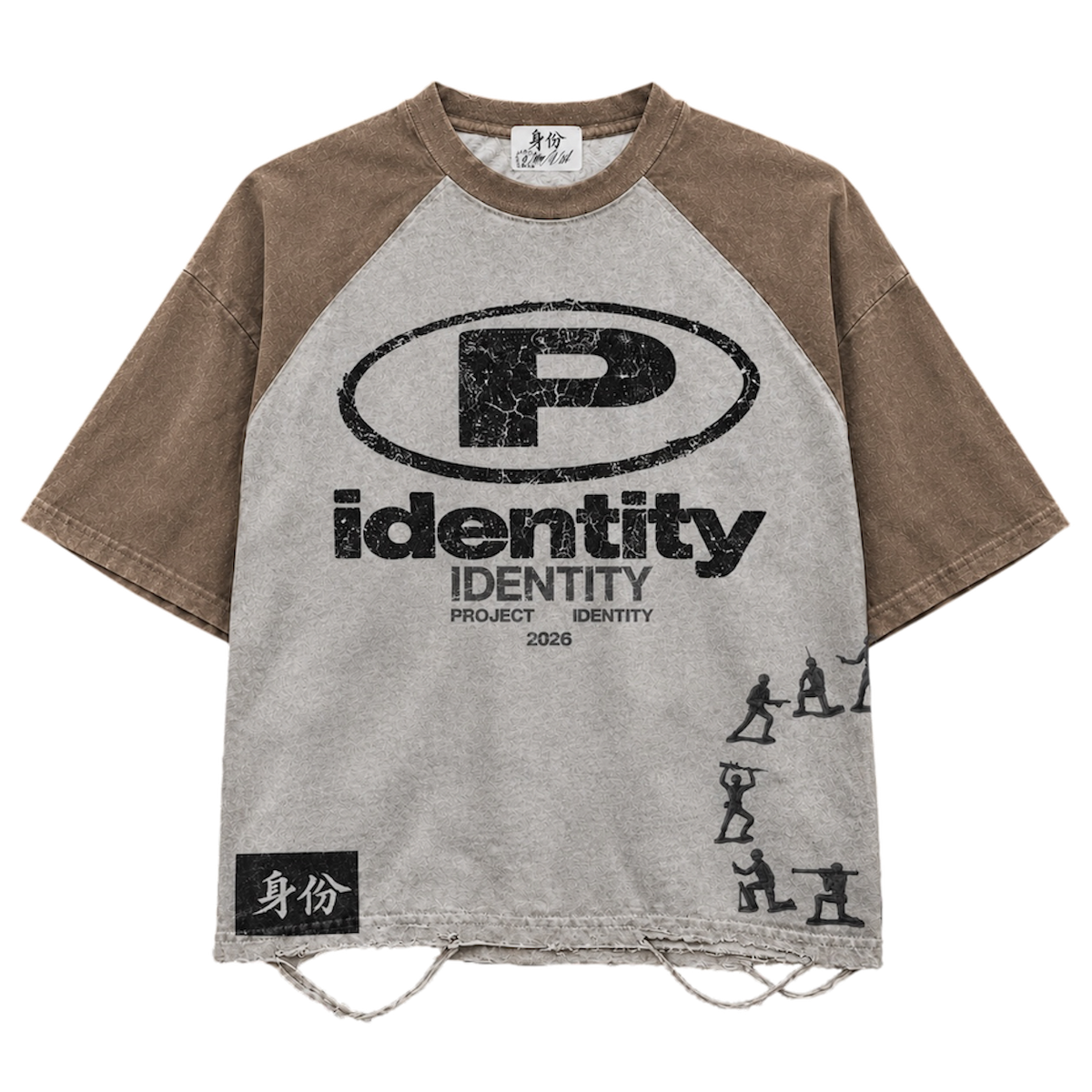 P IDENTITY TWO-TONE TEE(TAUPE)